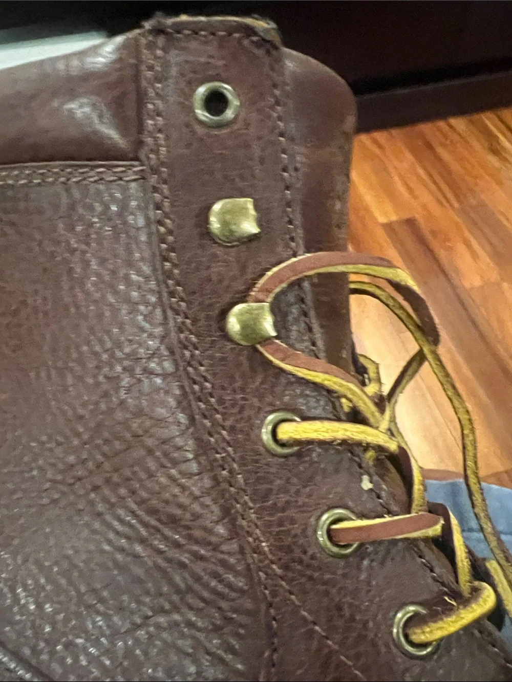 Polo by Ralph Lauren Men’s Willingcott Brown Leather Moc Toe Lace-Up Work Boots